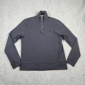 Burberry Brit 1/4 Zip Pullover Men XL Navy Blue Embroidered Knight Logo